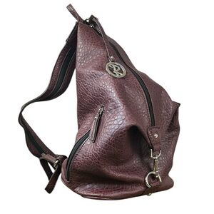 Rosetti Pebbled Pleather‎ Women's Backpack Shoulder Bag Burgundy Wine Silver